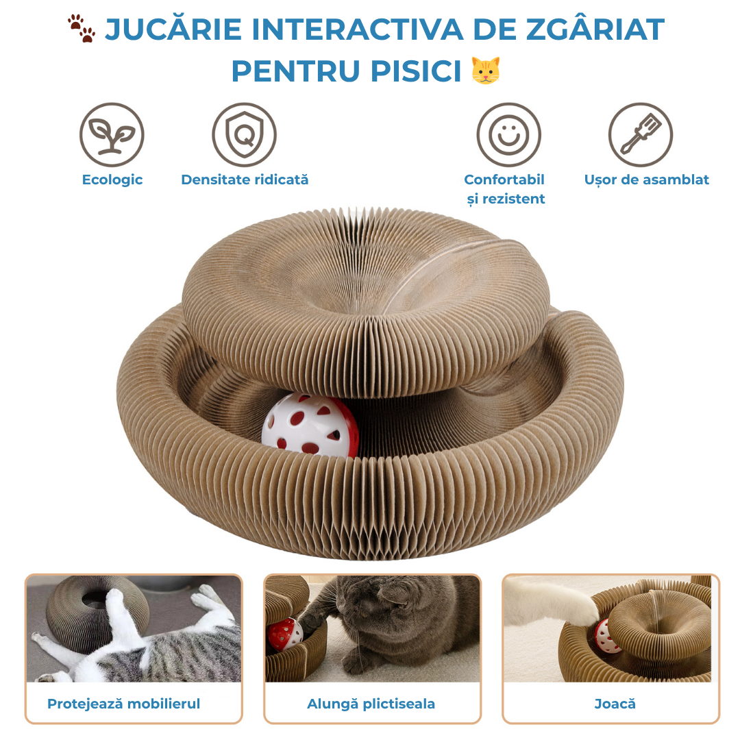 Jucărie interactivă de zgâriat cu bilă - Pentru pisici