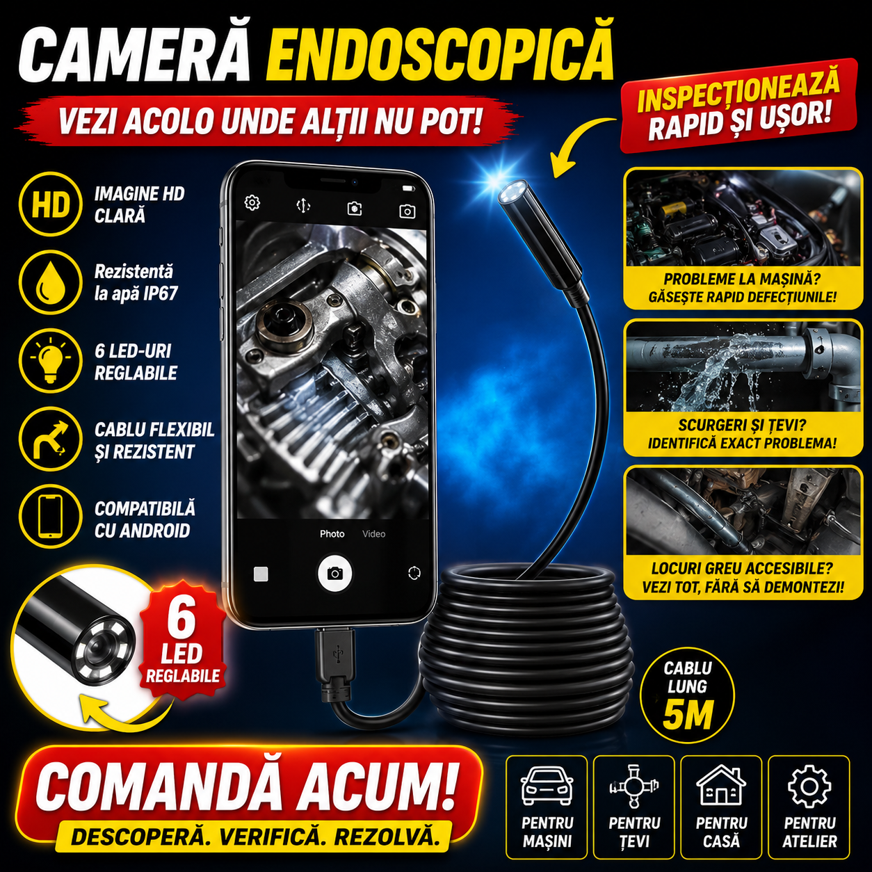 Cameră Endoscopică pentru Telefon